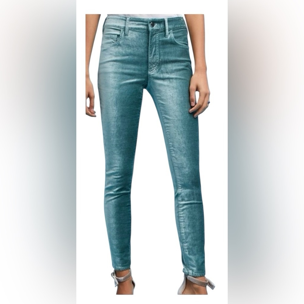 Anthropologie Pilcro and the Letterpress Velvet Midrise Sage Skinny Jeans Sz ~29